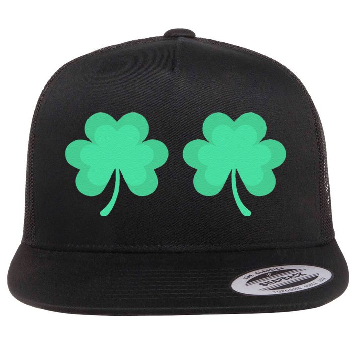 Funny St. Pattys Day Four 4 Leaf Clover Bra Flat Bill Trucker Hat