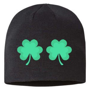 Funny St. Pattys Day Four 4 Leaf Clover Bra Sustainable Beanie