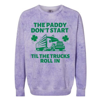 Funny St Patrick's Day Trucker St Patty's Truck Driver Gift Colorblast Crewneck Sweatshirt