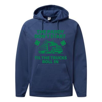 Funny St Patrick's Day Trucker St Patty's Truck Driver Gift Performance Fleece Hoodie