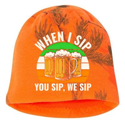 Funny St Patricks Day When I Sip You Sip We Sip Beer Wine Gift Kati - Camo Knit Beanie