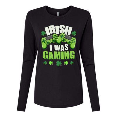 Funny St Patrick's Day Irish I Was Gaming Womens Cotton Relaxed Long Sleeve T-Shirt