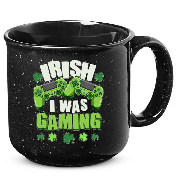 Funny St Patrick's Day Irish I Was Gaming 15oz Campfire Ceramic Mug