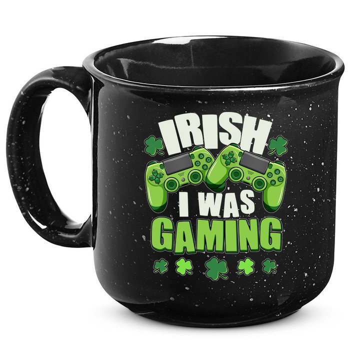 Funny St Patrick's Day Irish I Was Gaming 15oz Campfire Ceramic Mug