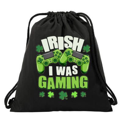 Funny St Patrick's Day Irish I Was Gaming Drawstring Bag