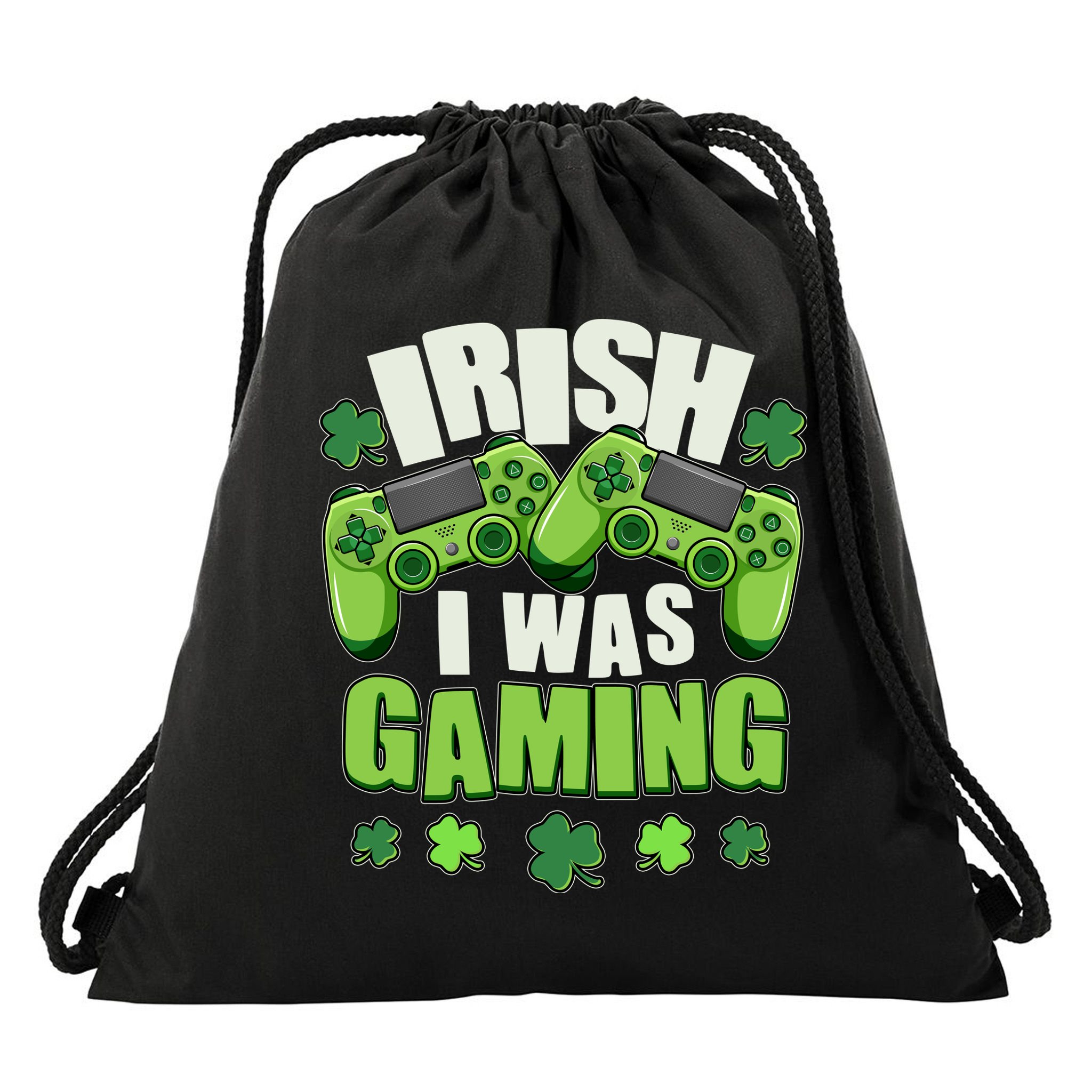 Funny St Patrick's Day Irish I Was Gaming Drawstring Bag