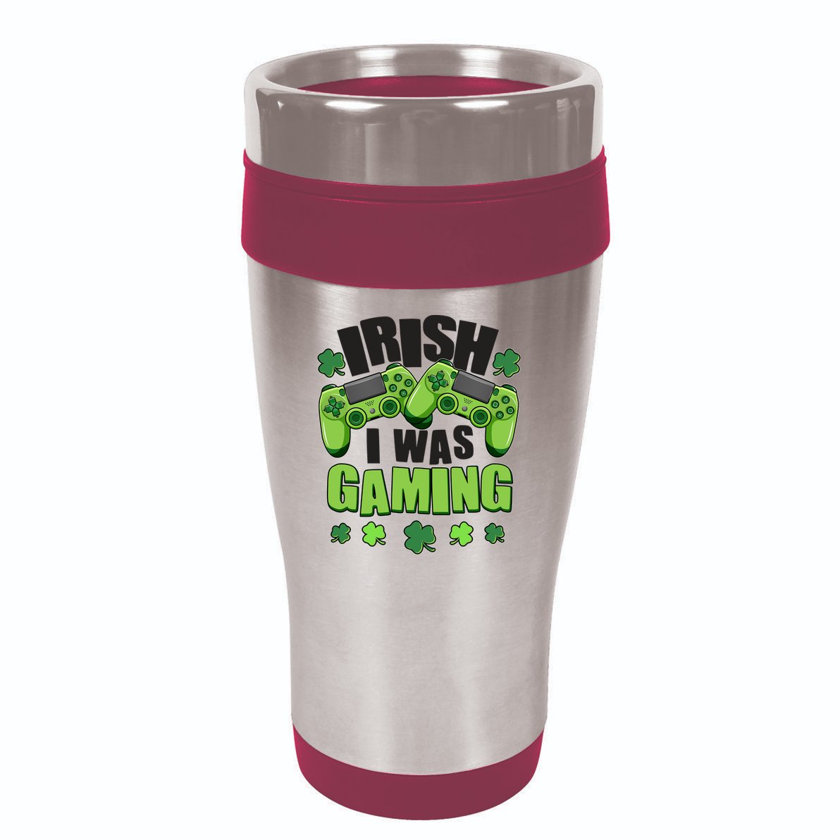 Funny St Patrick's Day Irish I Was Gaming 16oz Travel Tumbler