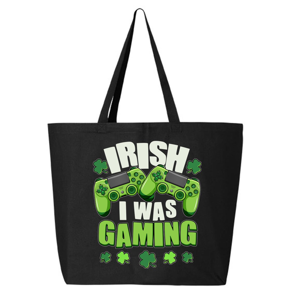 Funny St Patrick's Day Irish I Was Gaming 25L Jumbo Tote