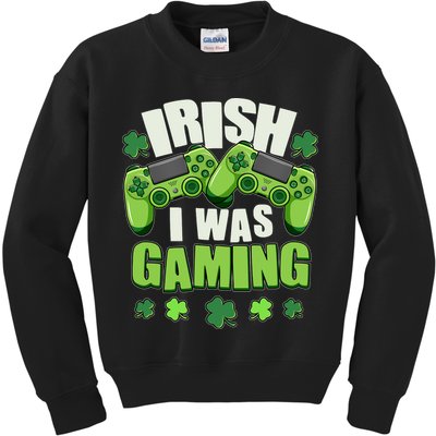Funny St Patrick's Day Irish I Was Gaming Kids Sweatshirt