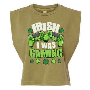 Funny St Patrick's Day Irish I Was Gaming Garment-Dyed Women's Muscle Tee