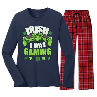 Funny St Patrick's Day Irish I Was Gaming Women's Long Sleeve Flannel Pajama Set 