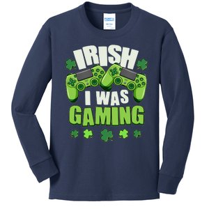 Funny St Patrick's Day Irish I Was Gaming Kids Long Sleeve Shirt