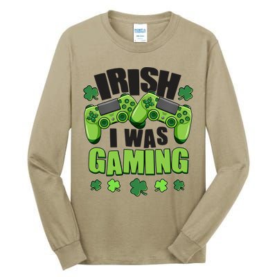 Funny St Patrick's Day Irish I Was Gaming Tall Long Sleeve T-Shirt