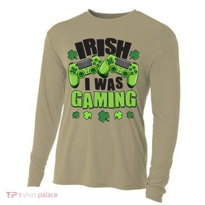 Funny St Patrick's Day Irish I Was Gaming Cooling Performance Long Sleeve Crew