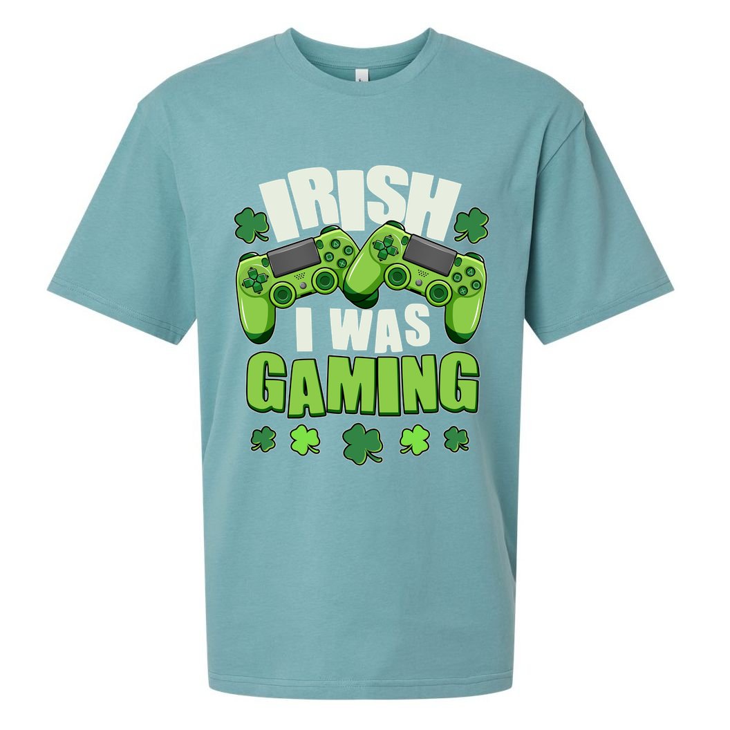 Funny St Patrick's Day Irish I Was Gaming Sueded Cloud Jersey T-Shirt