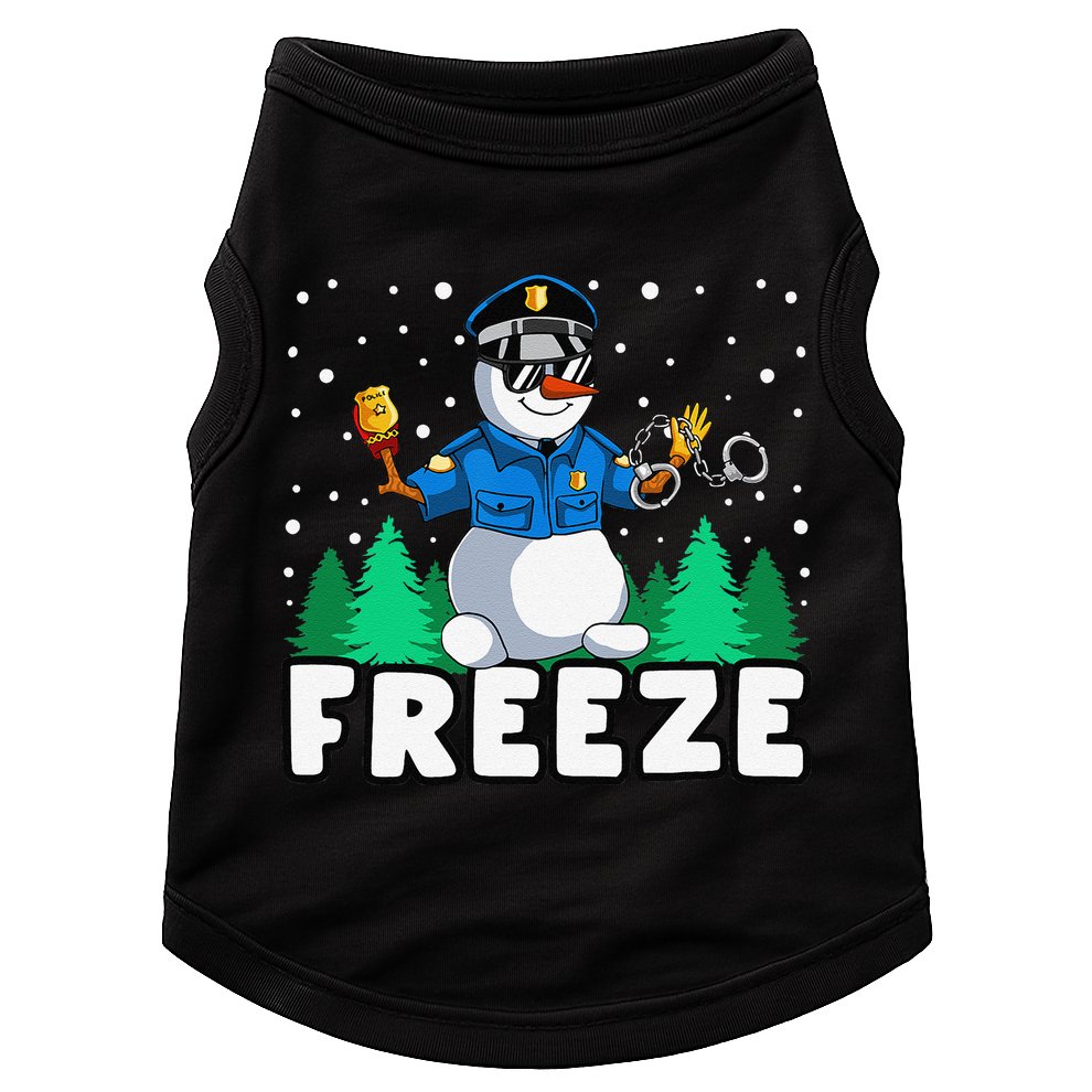 Freeze Snowman Police Christmas Pajama Funnt Cop Policeman Doggie Tank
