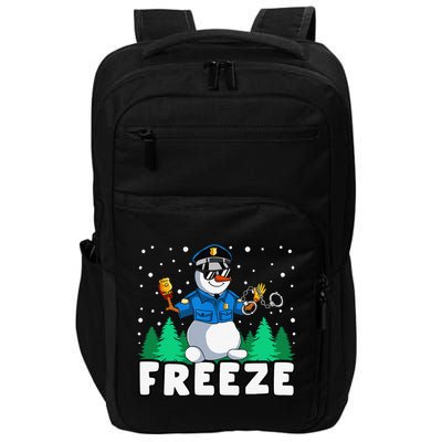 Freeze Snowman Police Christmas Pajama Funnt Cop Policeman Impact Tech Backpack