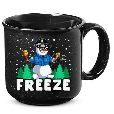 Freeze Snowman Police Christmas Pajama Funnt Cop Policeman 15oz Campfire Ceramic Mug