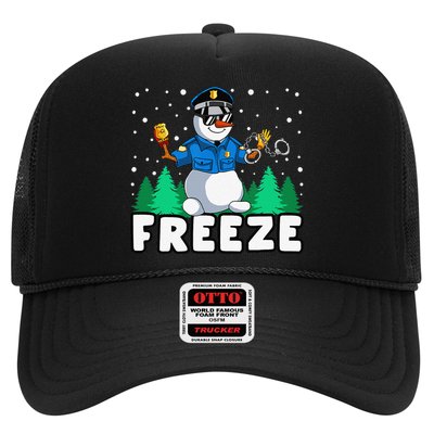 Freeze Snowman Police Christmas Pajama Funnt Cop Policeman Trucker Hat