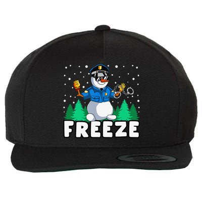 Freeze Snowman Police Christmas Pajama Funnt Cop Policeman Wool Snapback Cap