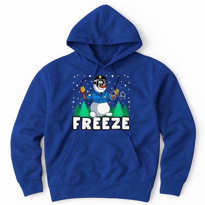 Freeze Snowman Police Christmas Pajama Funnt Cop Policeman Hoodie