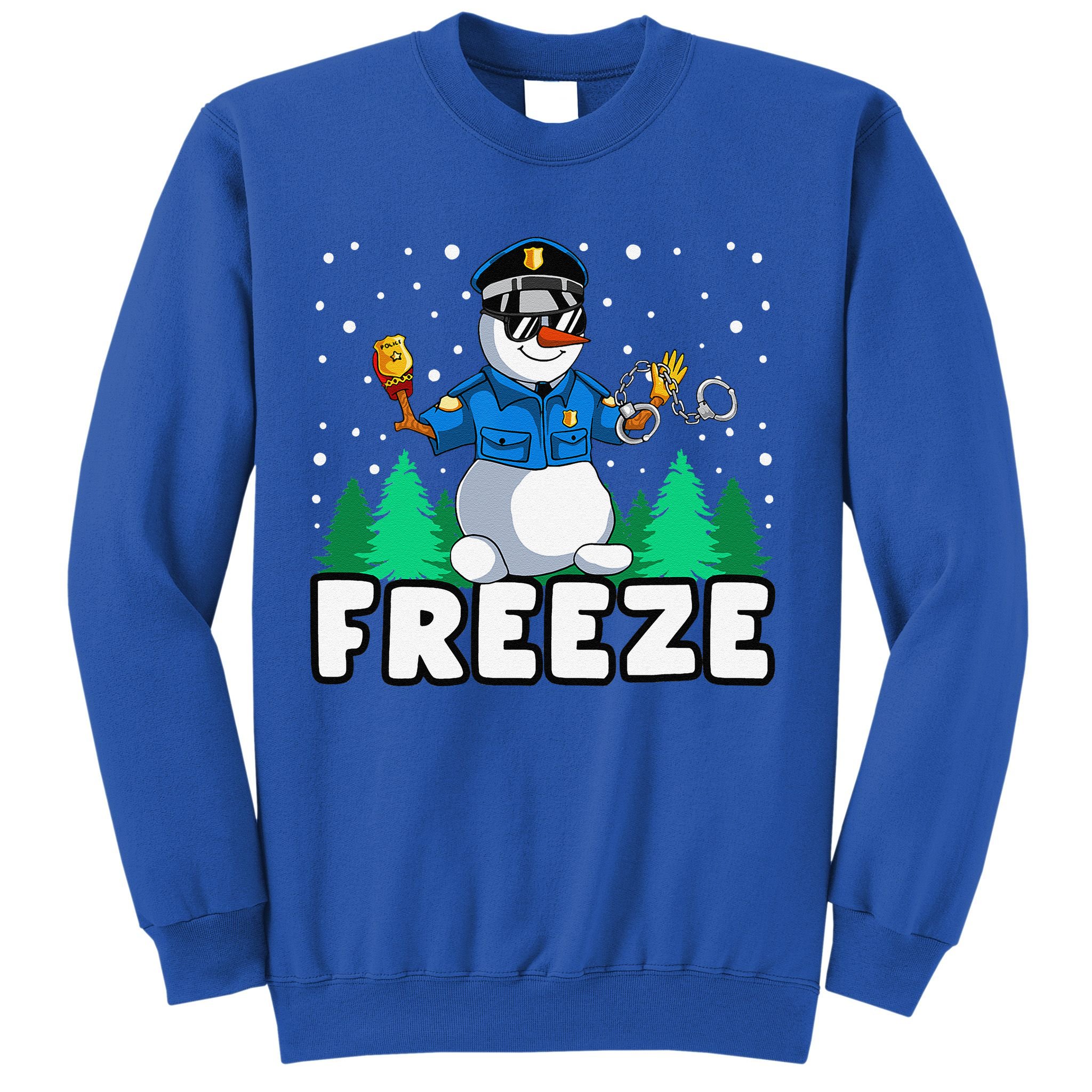 Freeze Snowman Police Christmas Pajama Funnt Cop Policeman Sweatshirt