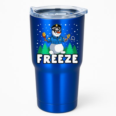 Freeze Snowman Police Christmas Pajama Funnt Cop Policeman Tumbler