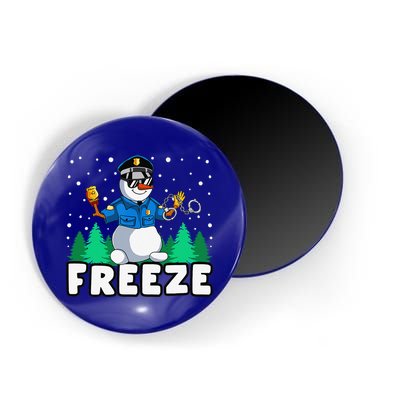 Freeze Snowman Police Christmas Pajama Funnt Cop Policeman Magnet