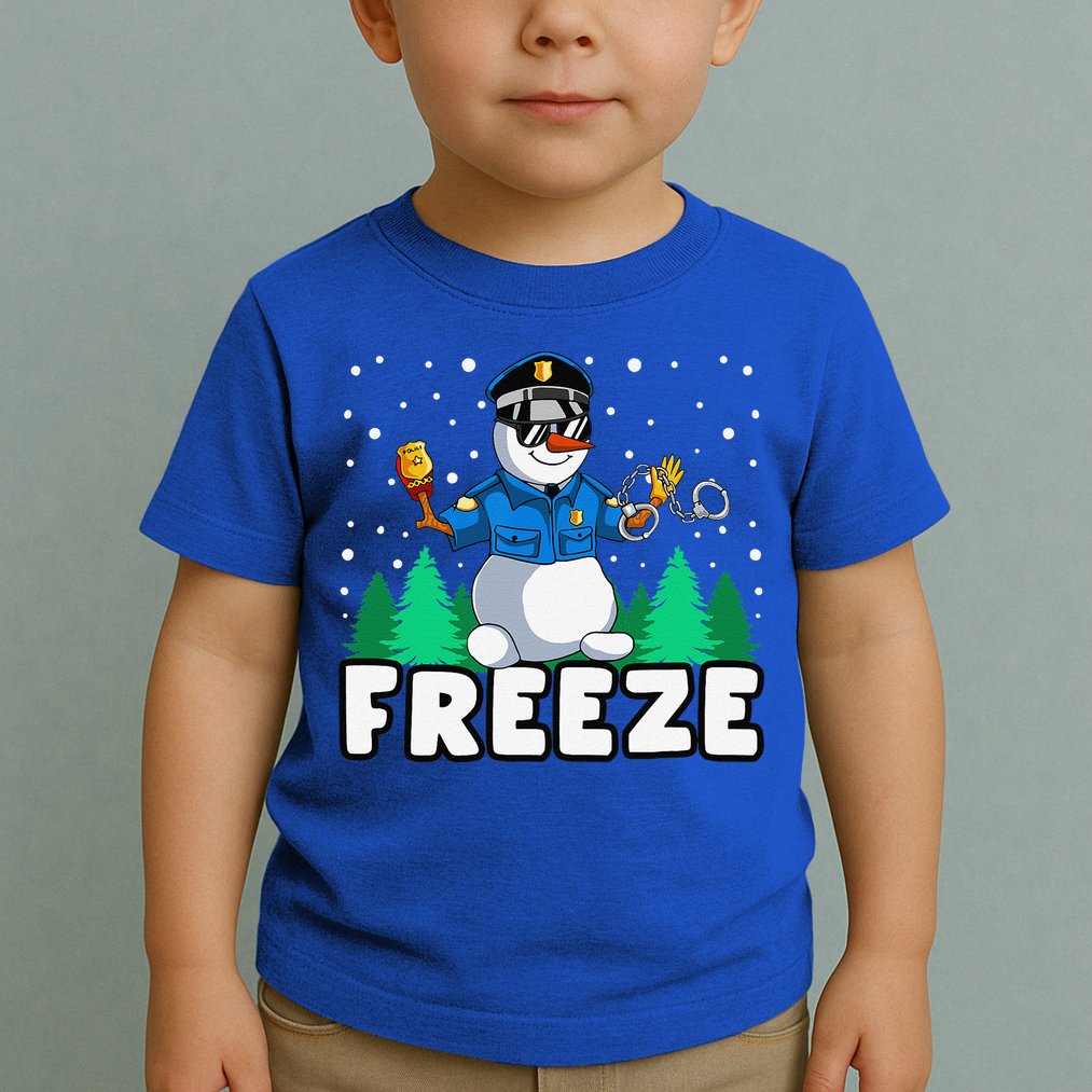Freeze Snowman Police Christmas Pajama Funnt Cop Policeman Toddler T-Shirt