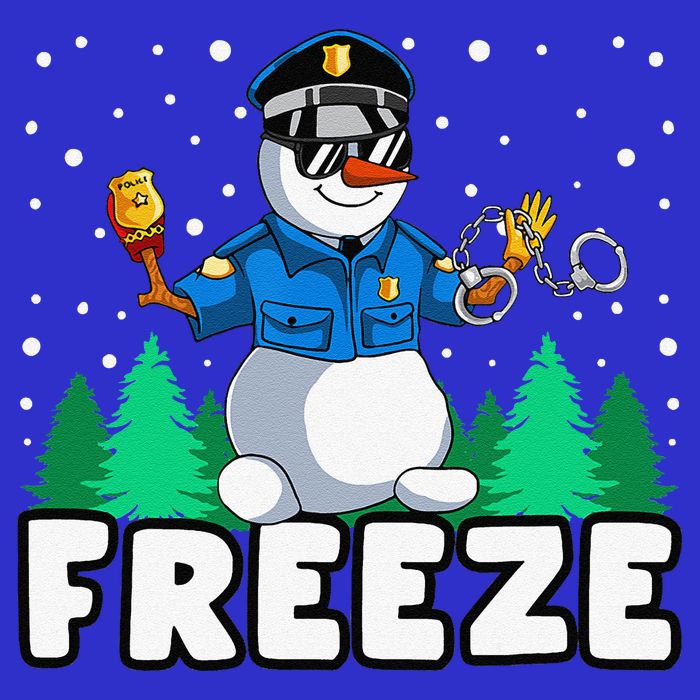 Freeze Snowman Police Christmas Pajama Funnt Cop Policeman Toddler T-Shirt