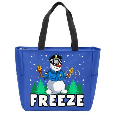 Freeze Snowman Police Christmas Pajama Funnt Cop Policeman Zip Tote Bag