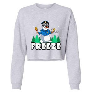 Freeze Snowman Police Christmas Pajama Funnt Cop Policeman Cropped Pullover Crew