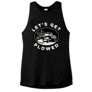 Funny Snow Plow Let's Get Plowed Drinking Snow Day Ladies PosiCharge Tri-Blend Wicking Tank