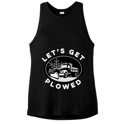 Funny Snow Plow Let's Get Plowed Drinking Snow Day Ladies PosiCharge Tri-Blend Wicking Tank