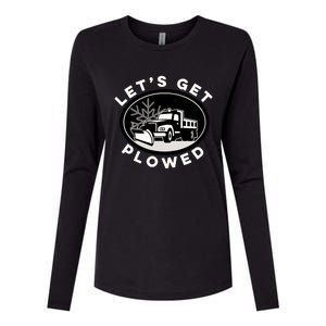 Funny Snow Plow Let's Get Plowed Drinking Snow Day Womens Cotton Relaxed Long Sleeve T-Shirt