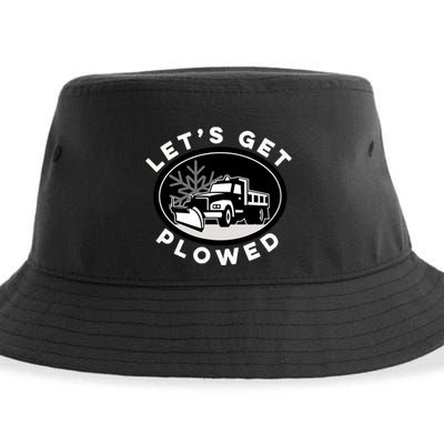 Funny Snow Plow Let's Get Plowed Drinking Snow Day Sustainable Bucket Hat