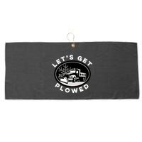 Funny Snow Plow Let's Get Plowed Drinking Snow Day Large Microfiber Waffle Golf Towel