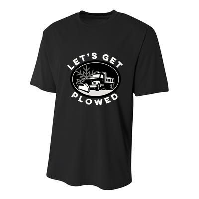 Funny Snow Plow Let's Get Plowed Drinking Snow Day Youth Performance Sprint T-Shirt