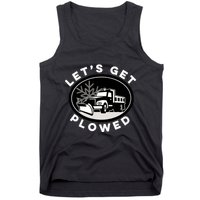 Funny Snow Plow Let's Get Plowed Drinking Snow Day Tank Top