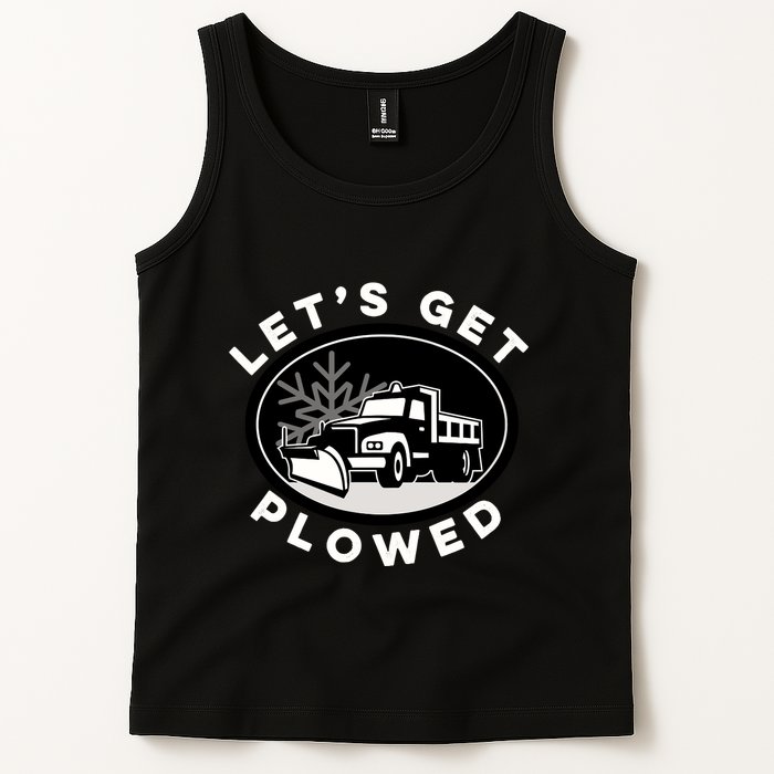 Funny Snow Plow Let's Get Plowed Drinking Snow Day Tank Top
