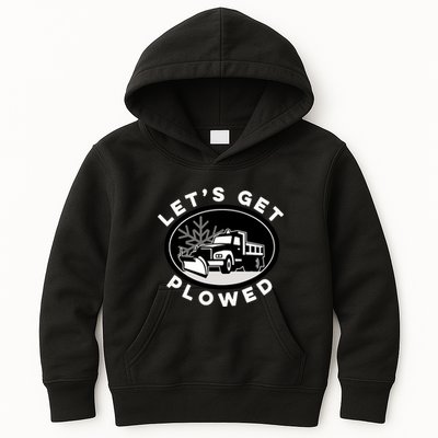 Funny Snow Plow Let's Get Plowed Drinking Snow Day Kids Hoodie
