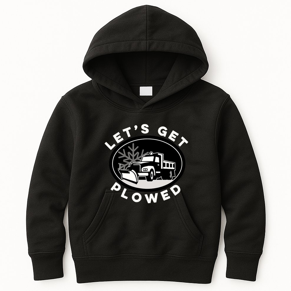 Funny Snow Plow Let's Get Plowed Drinking Snow Day Kids Hoodie