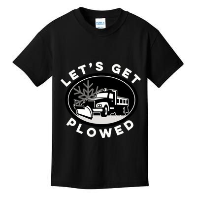 Funny Snow Plow Let's Get Plowed Drinking Snow Day Kids T-Shirt