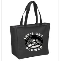 Funny Snow Plow Let's Get Plowed Drinking Snow Day Zip Tote Bag