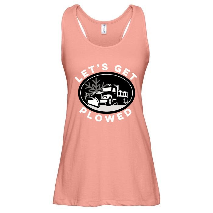 Funny Snow Plow Let's Get Plowed Drinking Snow Day Ladies Essential Flowy Tank