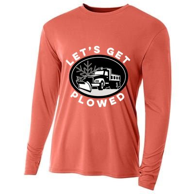 Funny Snow Plow Let's Get Plowed Drinking Snow Day Cooling Performance Long Sleeve Crew