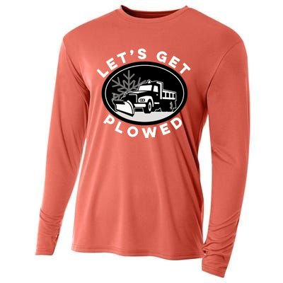 Funny Snow Plow Let's Get Plowed Drinking Snow Day Cooling Performance Long Sleeve Crew