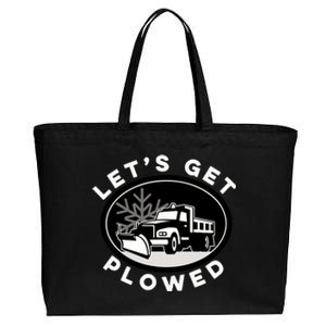 Funny Snow Plow Let's Get Plowed Drinking Snow Day Cotton Canvas Jumbo Tote