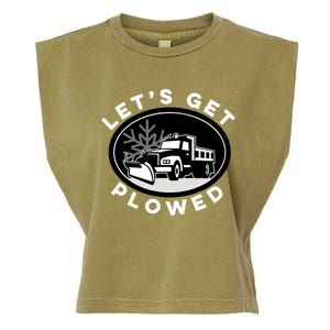 Funny Snow Plow Let's Get Plowed Drinking Snow Day Garment-Dyed Women's Muscle Tee