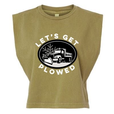 Funny Snow Plow Let's Get Plowed Drinking Snow Day Garment-Dyed Women's Muscle Tee